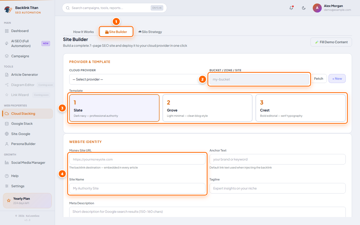 Cloud site builder
