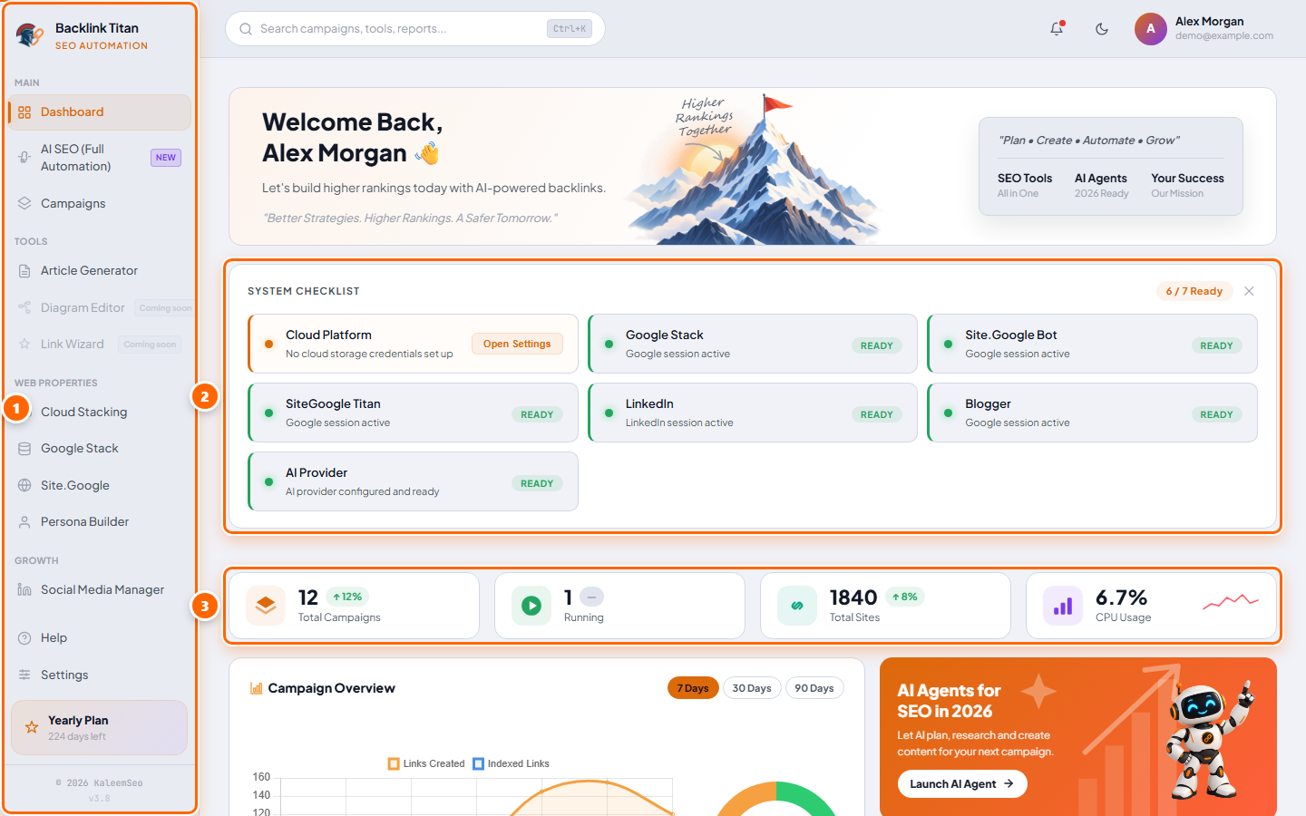 BacklinkTitan dashboard