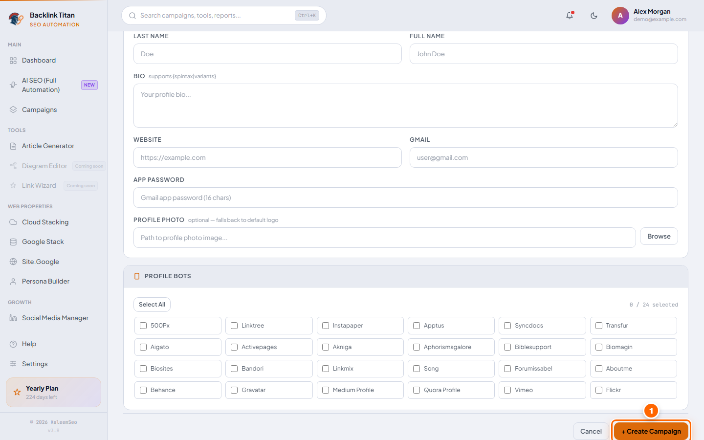 Create Campaign button