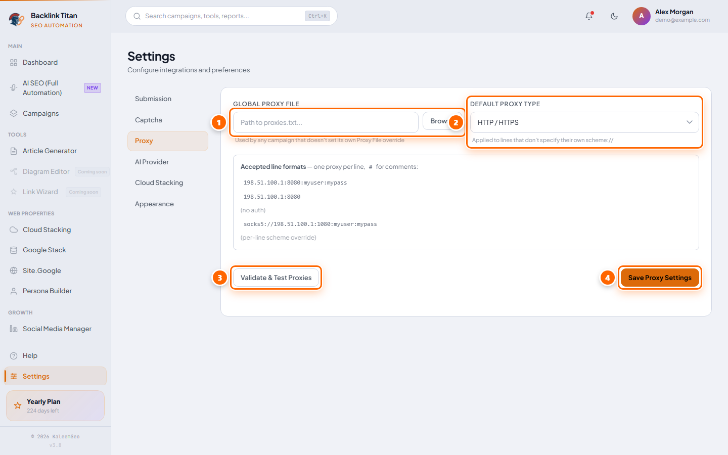 Proxy settings