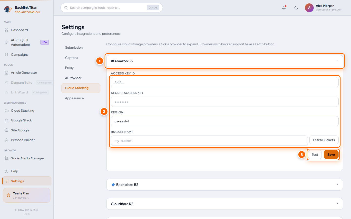 Settings cloud providers